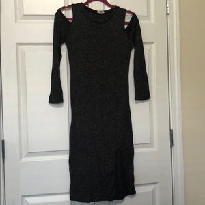 Midi Cut out shoulder long sleeve T-Shirt Dress